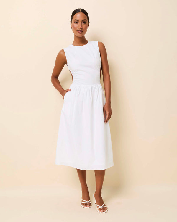 Solid & Striped Sabine Midi Dress Poplin Optic White