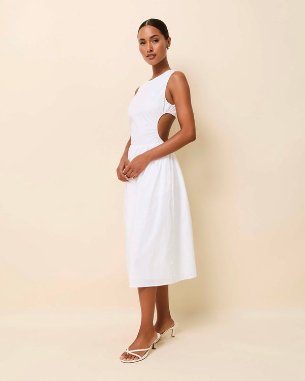 Solid & Striped Sabine Midi Dress Poplin Optic White