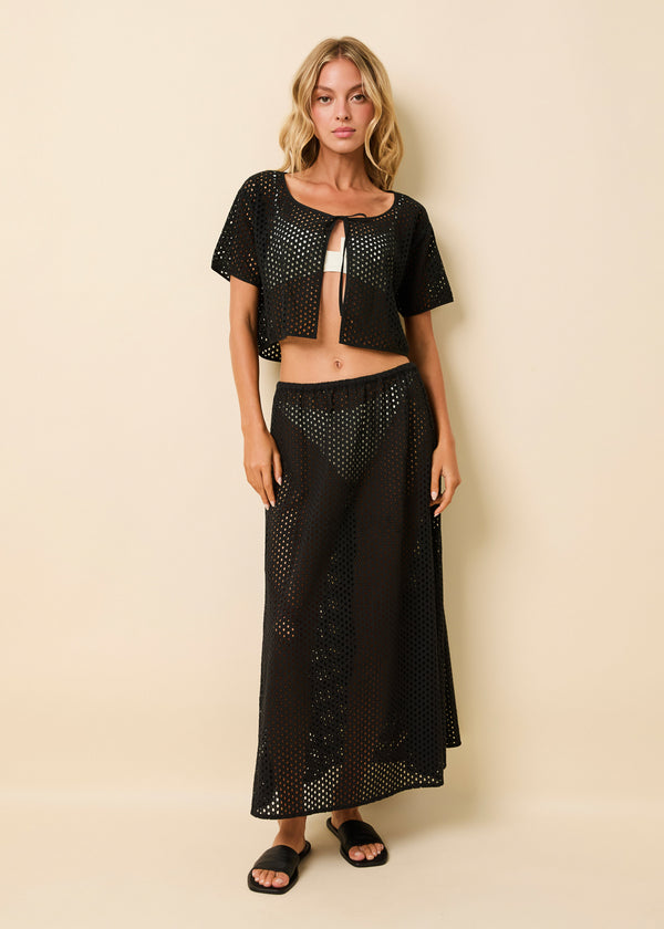 Solid & Striped Shannon Tie Top Baby Eyelet Noir