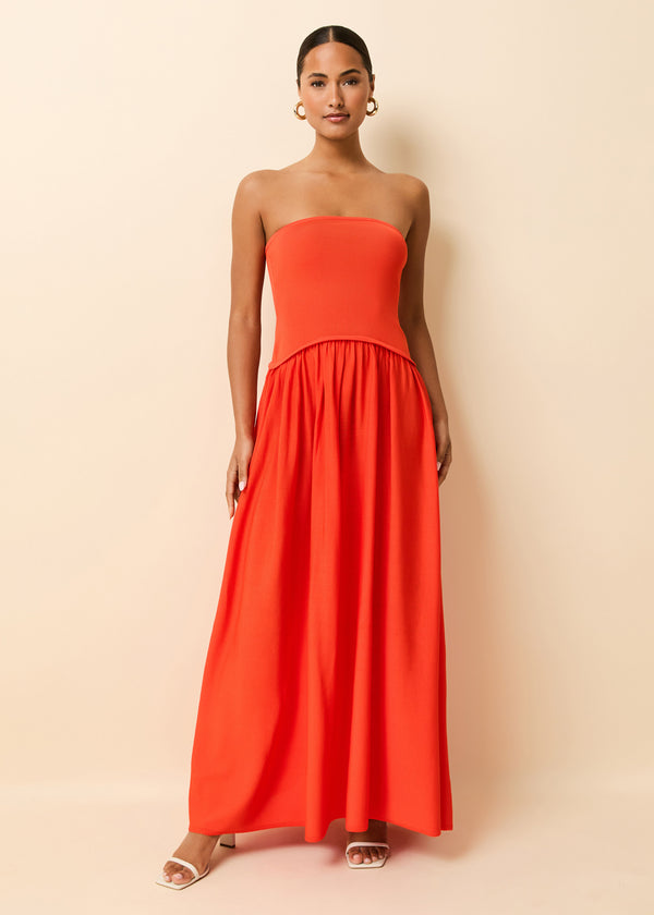 solid & striped Strapless Soglio Dress Lava