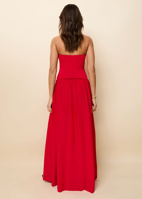 Solid & Striped Strapless Soglio Dress Lipstick Red