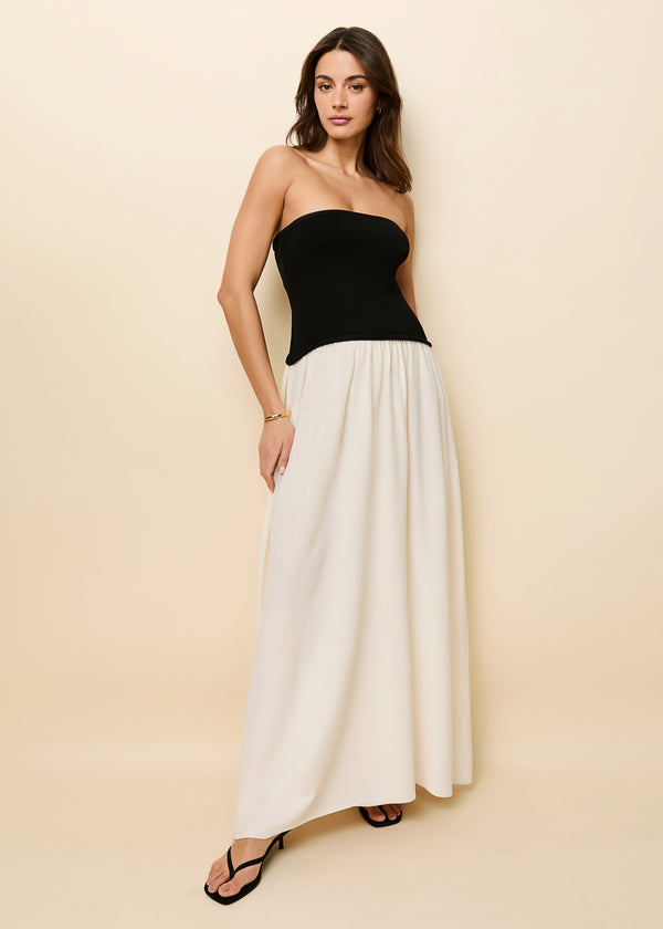 Solid & Striped Strapless Soglio Dress Noir / Brule