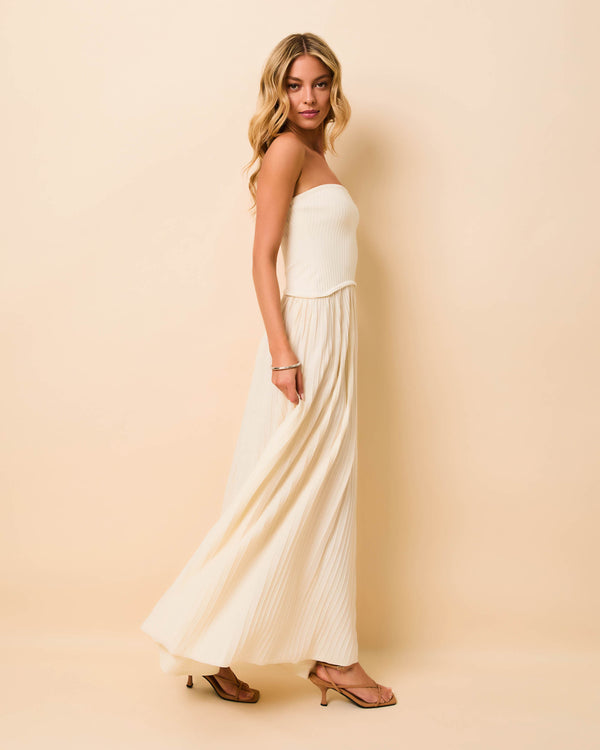 Solid & Striped Strapless Soglio Dress Ribbed Brule