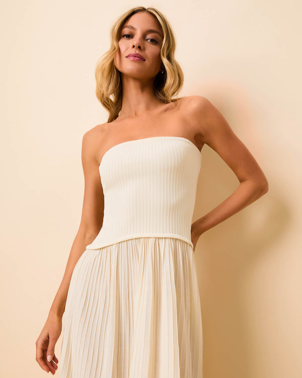 Solid & Striped Strapless Soglio Dress Ribbed Brule