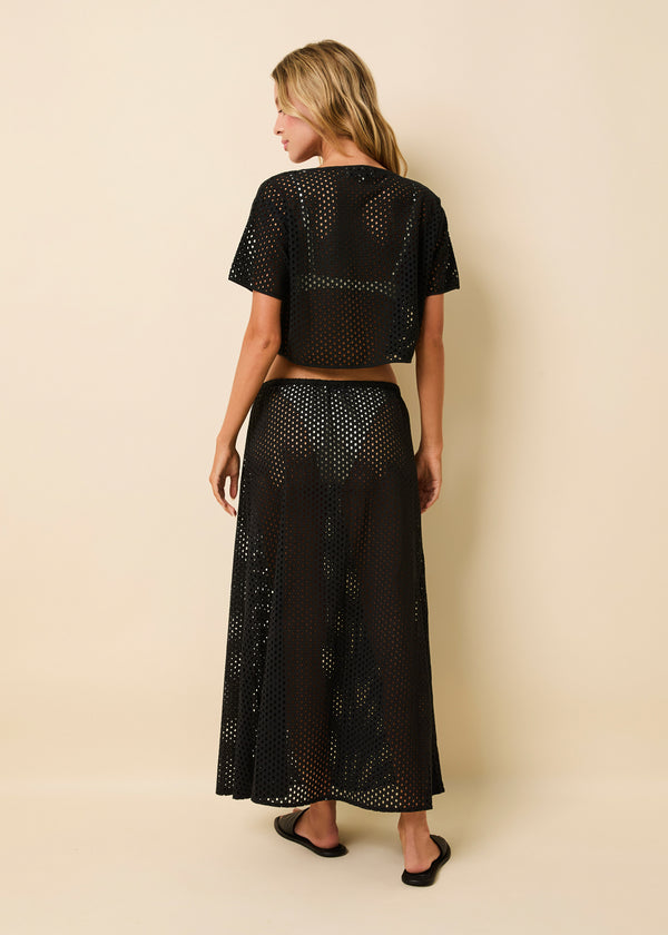 Solid & Striped Sydney Maxi Skirt Baby Eyelet Noir