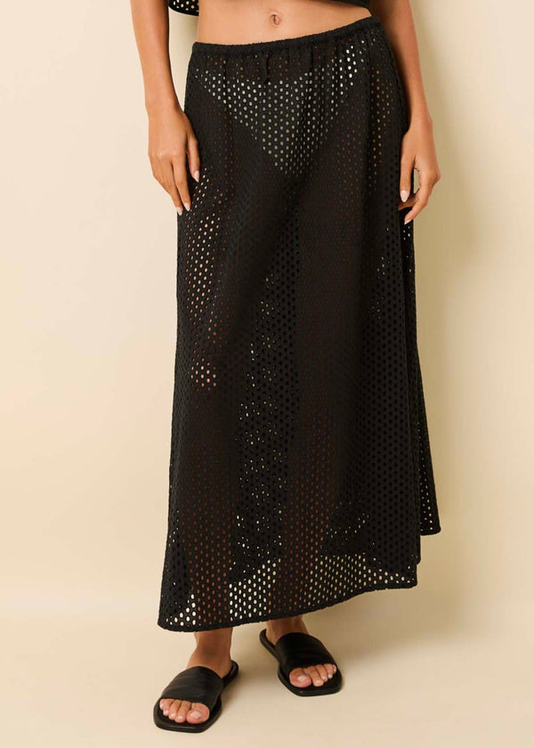 solid & striped Sydney Maxi Skirt Baby Eyelet Noir