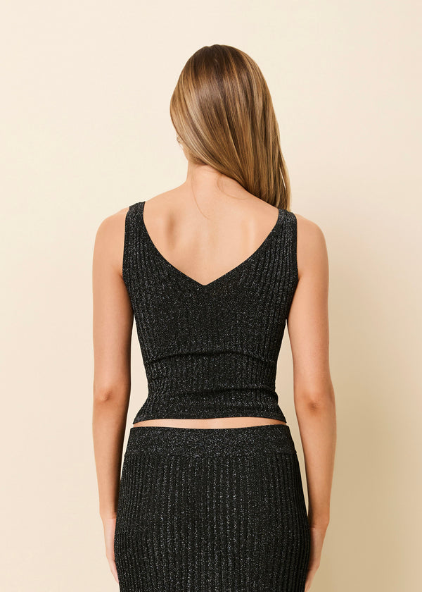 Solid & Striped Tabitha Ribbed Top Glitter Noir