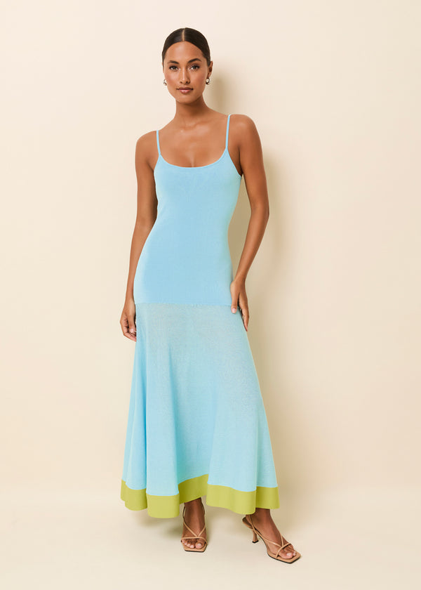 solid & striped Tess Dress Ocean Mist / Sour Apple