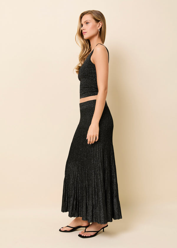 Solid & Striped Theresa Ribbed Skirt Glitter Noir
