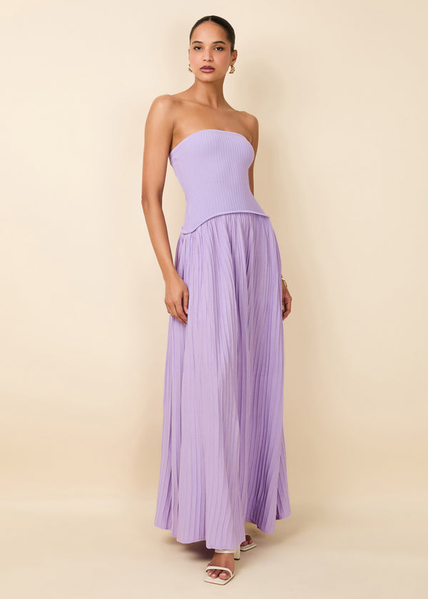 Solid & Striped Strapless Soglio Dress Ribbed Lavender
