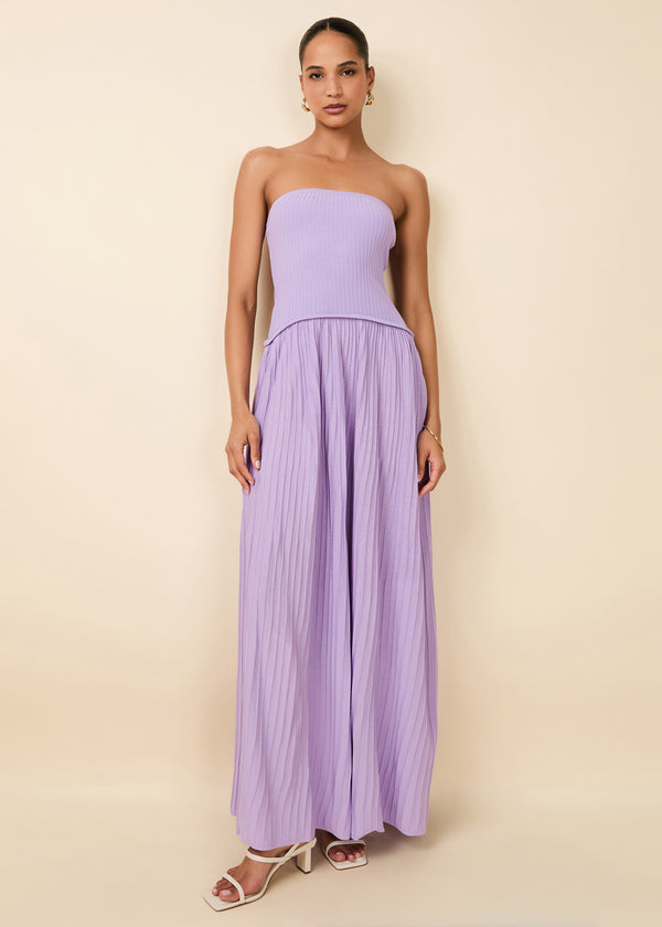 solid & striped Strapless Soglio Dress Ribbed Lavender