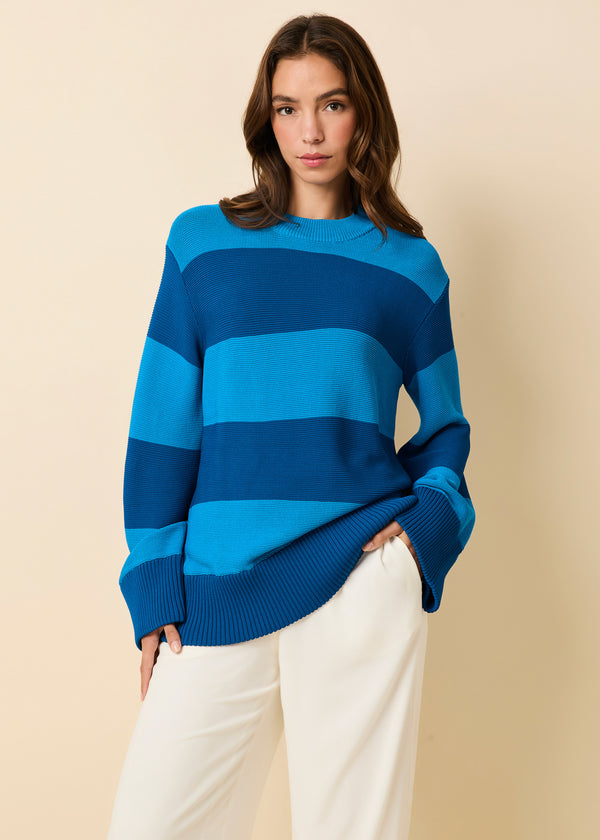 solid & striped Tate Sweater Rugby Stripe Cosmic Blue