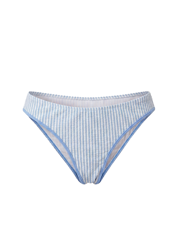 Solid & Striped Tati Bikini Bottom Seersucker Blue Lagoon / Brule Mini Stripe