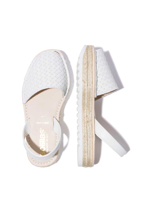 Solillas BLANCO CARME - Espadrille Flatform White Woven Leather Menorcan Sandals