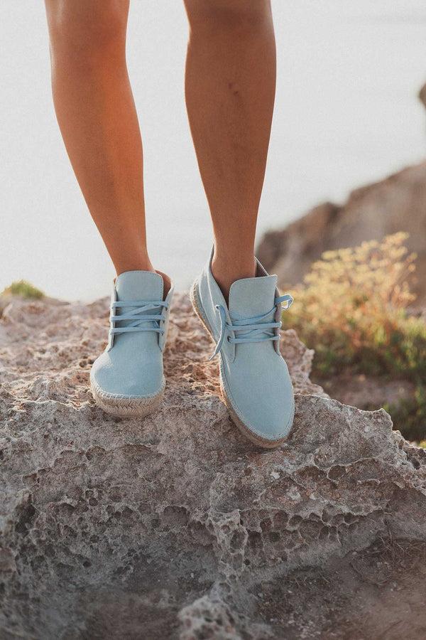 solillas BRISA - Espadrille Ankle Boots in Baby Blue Suede
