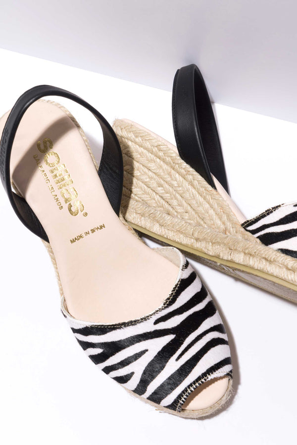Solillas CEBRA LALIA - Espadrille Wedge Zebra Print Fur Menorcan Sandals