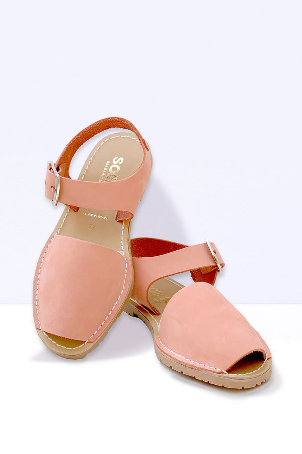 Solillas CORAL PESCA - Original Menorcan Sandals In Coral Nubuck Leather With Buckle
