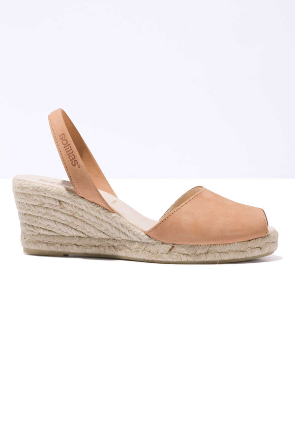 Solillas CUERO LALIA - Espadrille Wedge Menorcan Sandals In Tan Leather