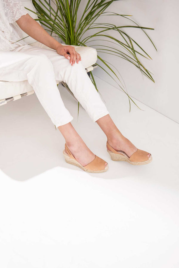 Solillas CUERO LALIA - Espadrille Wedge Menorcan Sandals In Tan Leather