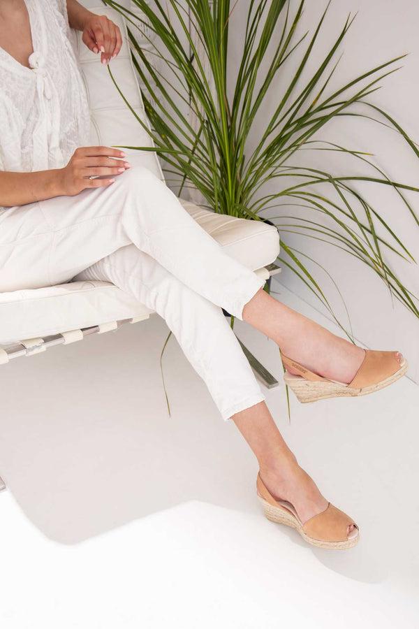 solillas CUERO LALIA - Espadrille Wedge Menorcan Sandals in Tan Leather