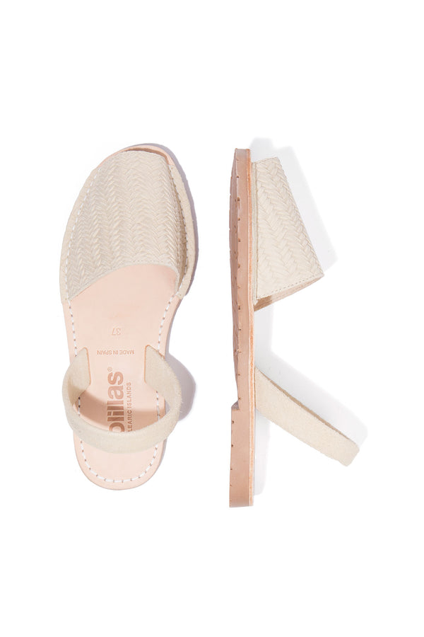 Solillas ELVIRA - Original Menorcan Sandals In Cream Woven Suede Leather