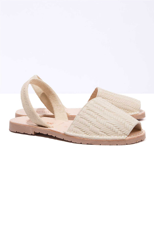Solillas ELVIRA - Original Menorcan Sandals In Cream Woven Suede Leather