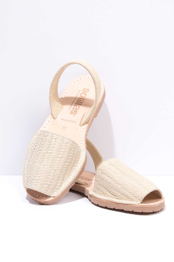 solillas ELVIRA - Original Menorcan Sandals in Cream Woven Suede Leather
