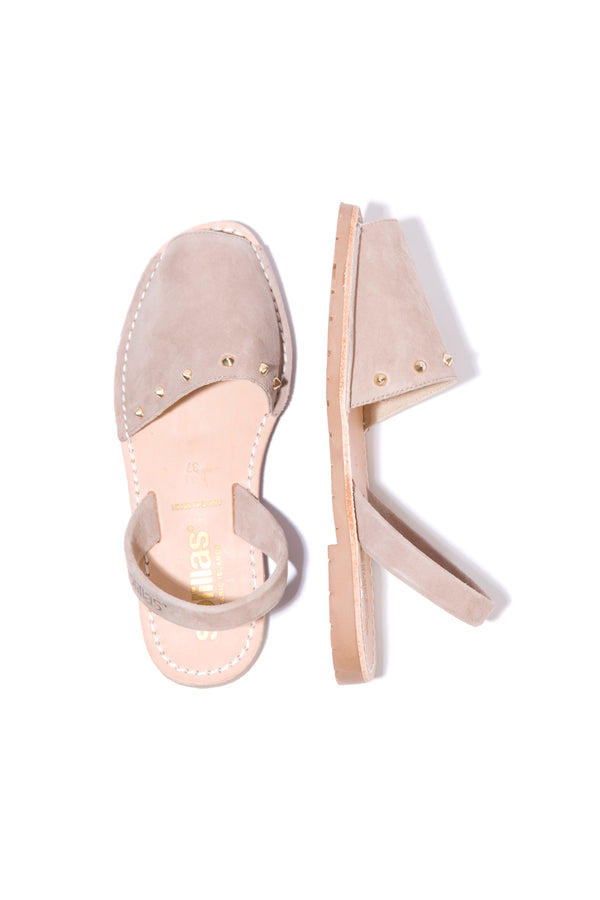Solillas GRIS CLAVO - Original Menorcan Sandals In Grey Suede With Gold Studs