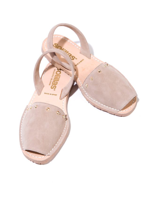 Solillas GRIS CLAVO - Original Menorcan Sandals In Grey Suede With Gold Studs