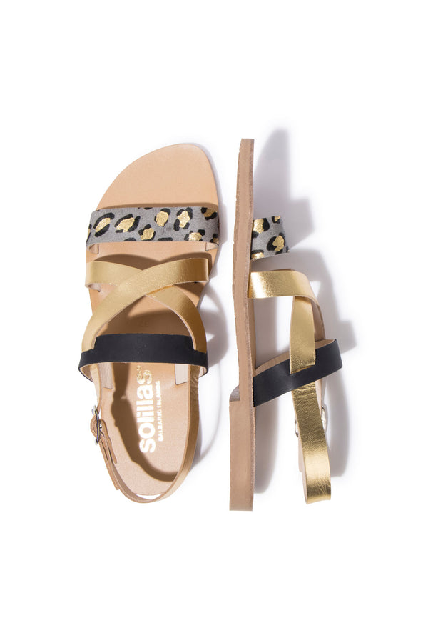 solillas GRIS LEOPARDO ISLA - Grey Leopard Leather Strappy Sandal solillas GRIS LEOPARDO ISLA - Grey Leopard Leather Strappy Sandal