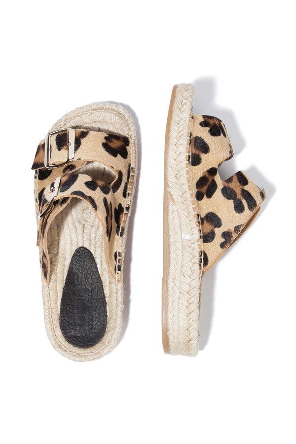 Solillas LEOPARD NEVA - Hair-On Leather Buckle Espadrille