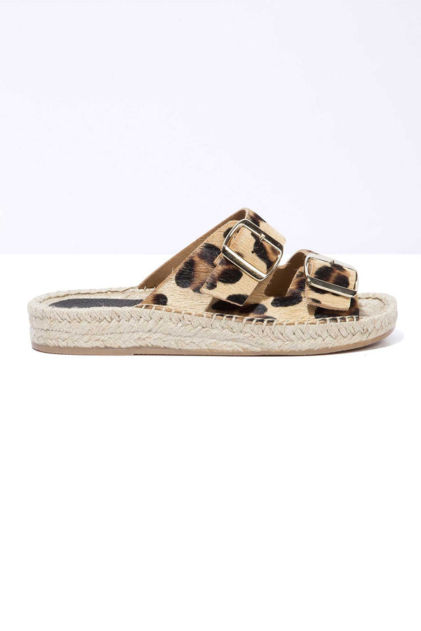 Solillas LEOPARD NEVA - Hair-On Leather Buckle Espadrille