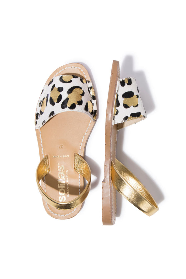 Solillas LEOPARDO DORADO FRESCA - Leopard Print Menorcan Ballerina Sandals
