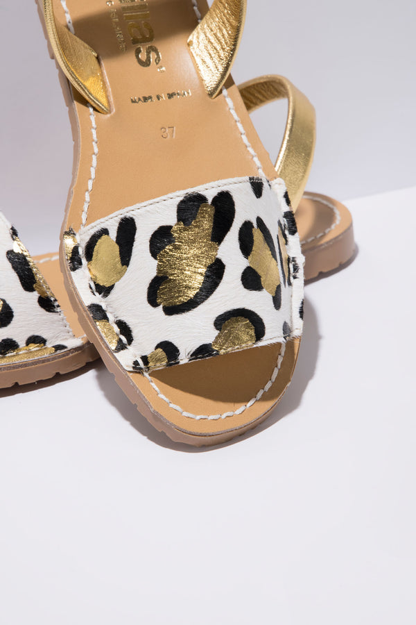 Solillas LEOPARDO DORADO FRESCA - Leopard Print Menorcan Ballerina Sandals