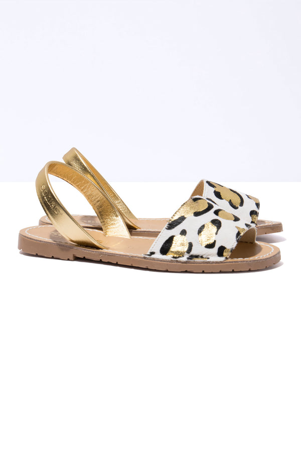 Solillas LEOPARDO DORADO FRESCA - Leopard Print Menorcan Ballerina Sandals