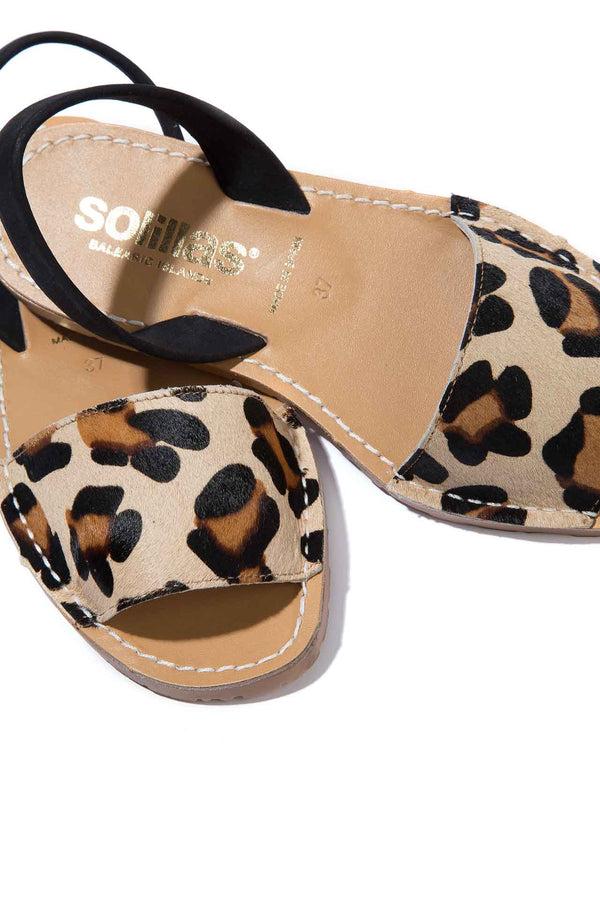 Solillas LEOPARDO FRESCA - Leopard Hair-On Leather Ballerina Menorcan Sandals