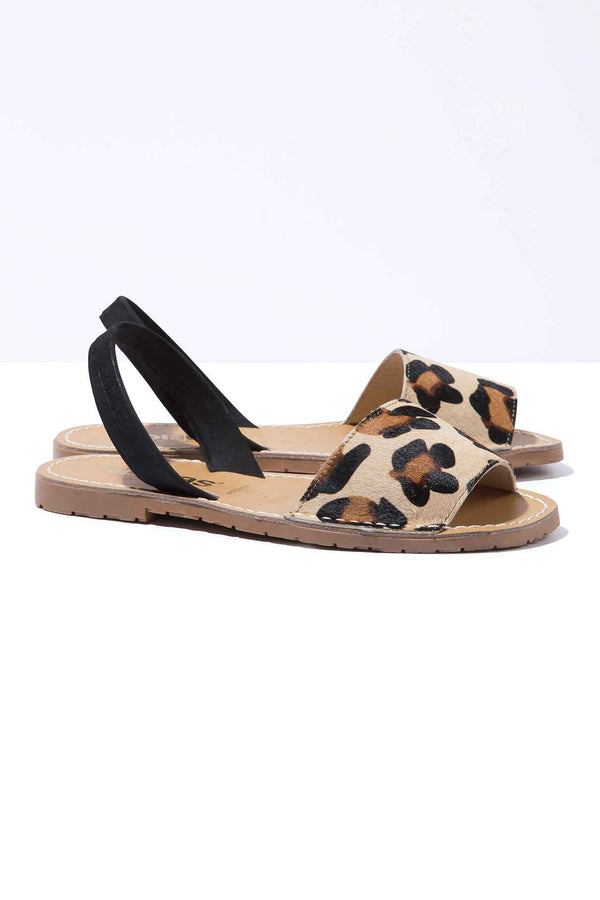 Solillas LEOPARDO FRESCA - Leopard Hair-On Leather Ballerina Menorcan Sandals