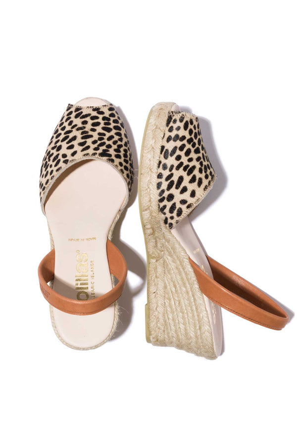 solillas LEOPARDO LALIA - Espadrille Wedge Leopardo Print Fur Menorcan Sandals