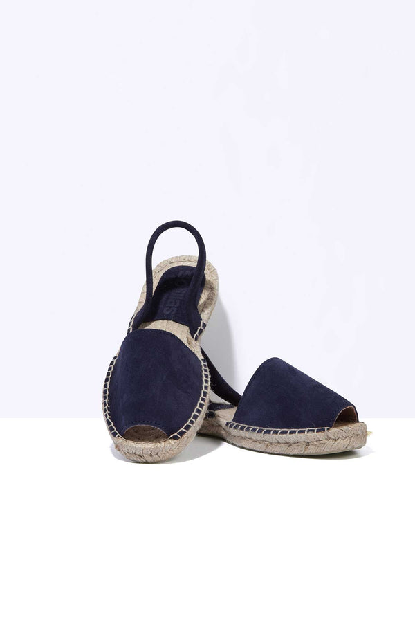 solillas NAVY ESTRELLA - Navy Suede Espadrille Menorcan sandals
