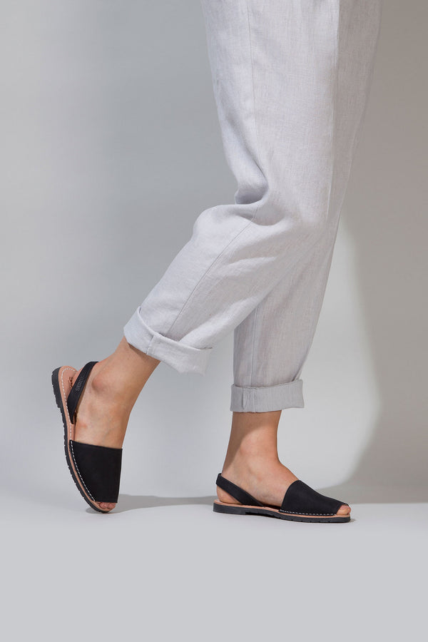 Solillas Noche - Black Nubuck Leather Menorcan Sandals