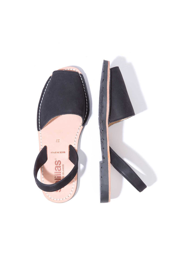 solillas Noche - Black Nubuck Leather Menorcan sandals