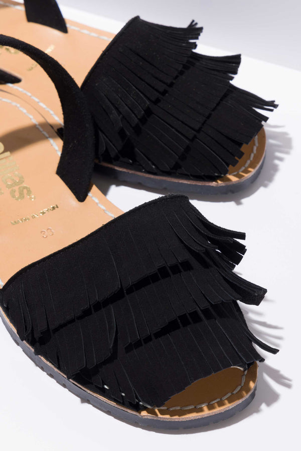 solillas Noche Franja - Fringe Detail Leather Menorcan sandals