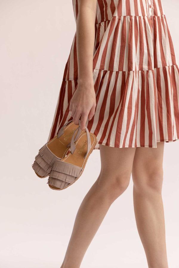 Solillas Pedra Franja - Fringe Detail Leather Menorcan Sandals