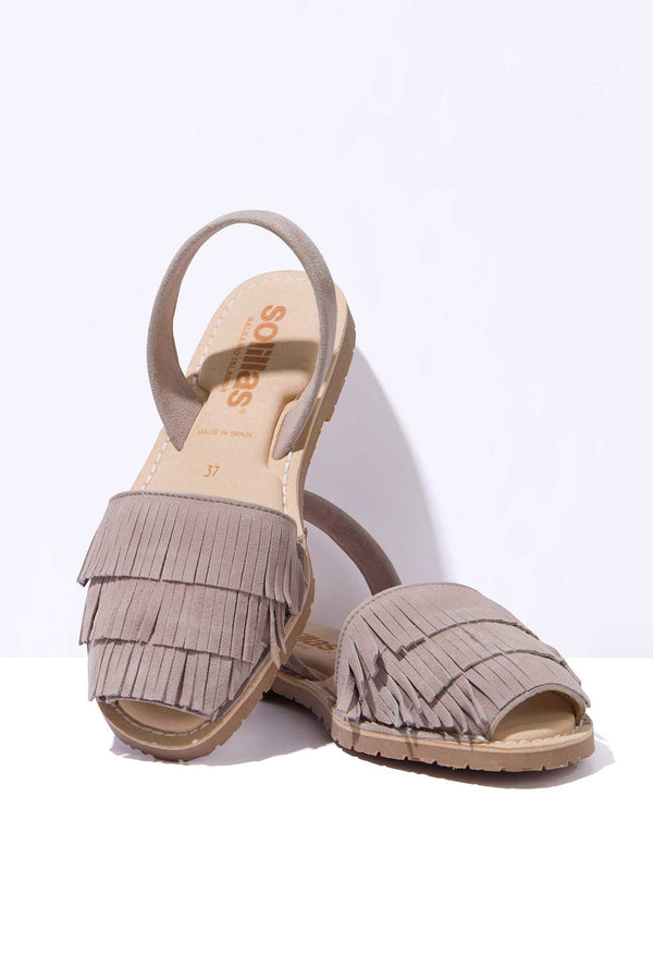 Solillas Pedra Franja Mimoso - Fringe Detail Leather Menorcan Sandals