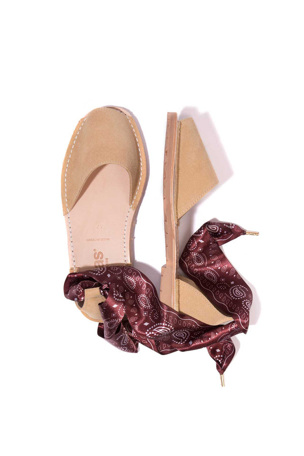 Solillas PRADERA CURVA - Sandals In Tan Suede With Prairie Ankle Tie