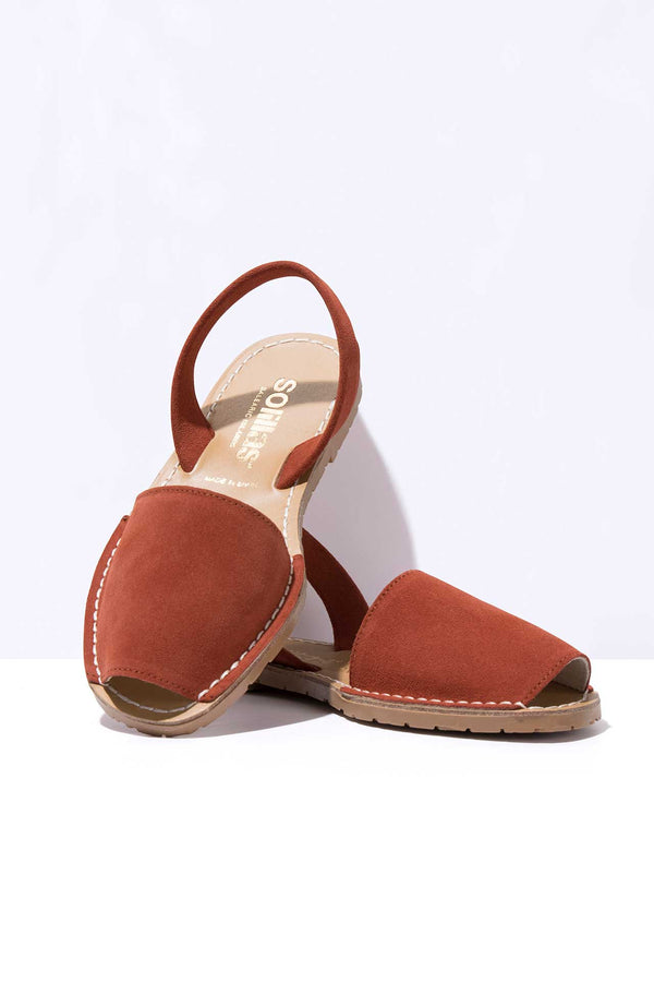 Solillas ROJA - Terracotta Red Suede Menorcan Sandals