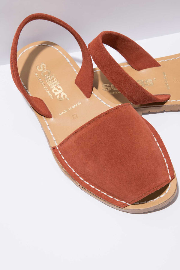Solillas ROJA - Terracotta Red Suede Menorcan Sandals