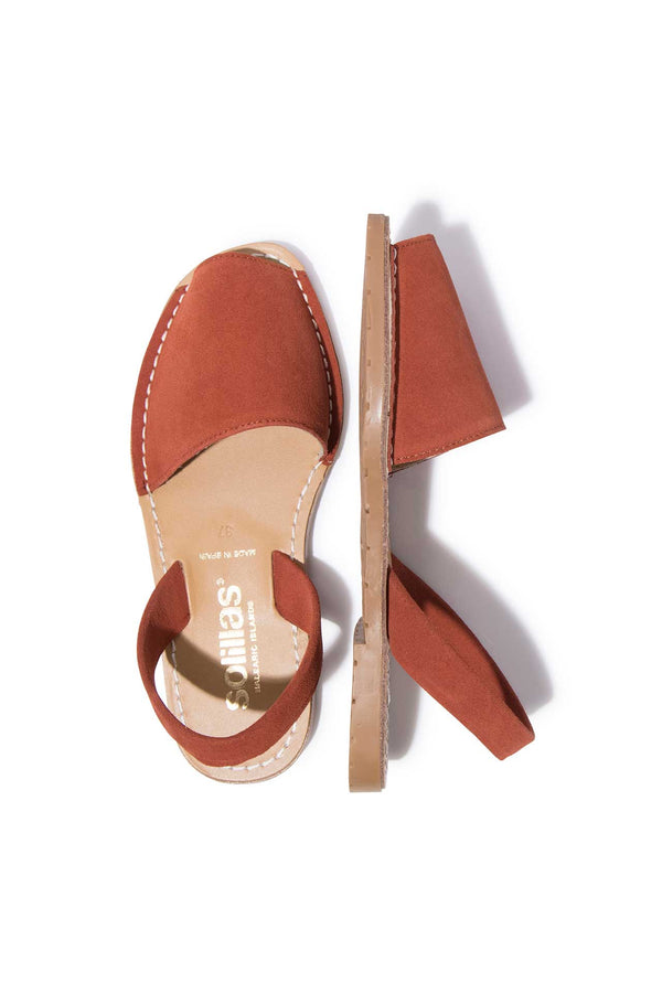 solillas ROJA - Terracotta Red Suede Menorcan sandals