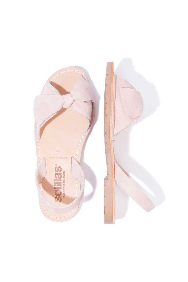 Solillas ROJILLO LAZO Menorcan Sandals In Pink Suede With Bow