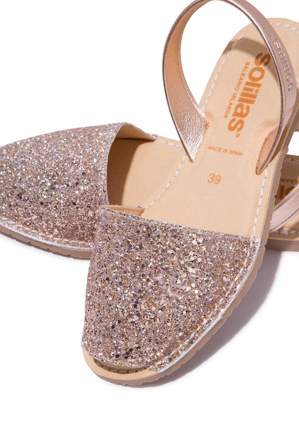 solillas Rose Gold Glitter Mimoso Vegan - Original Menorcan Sandals